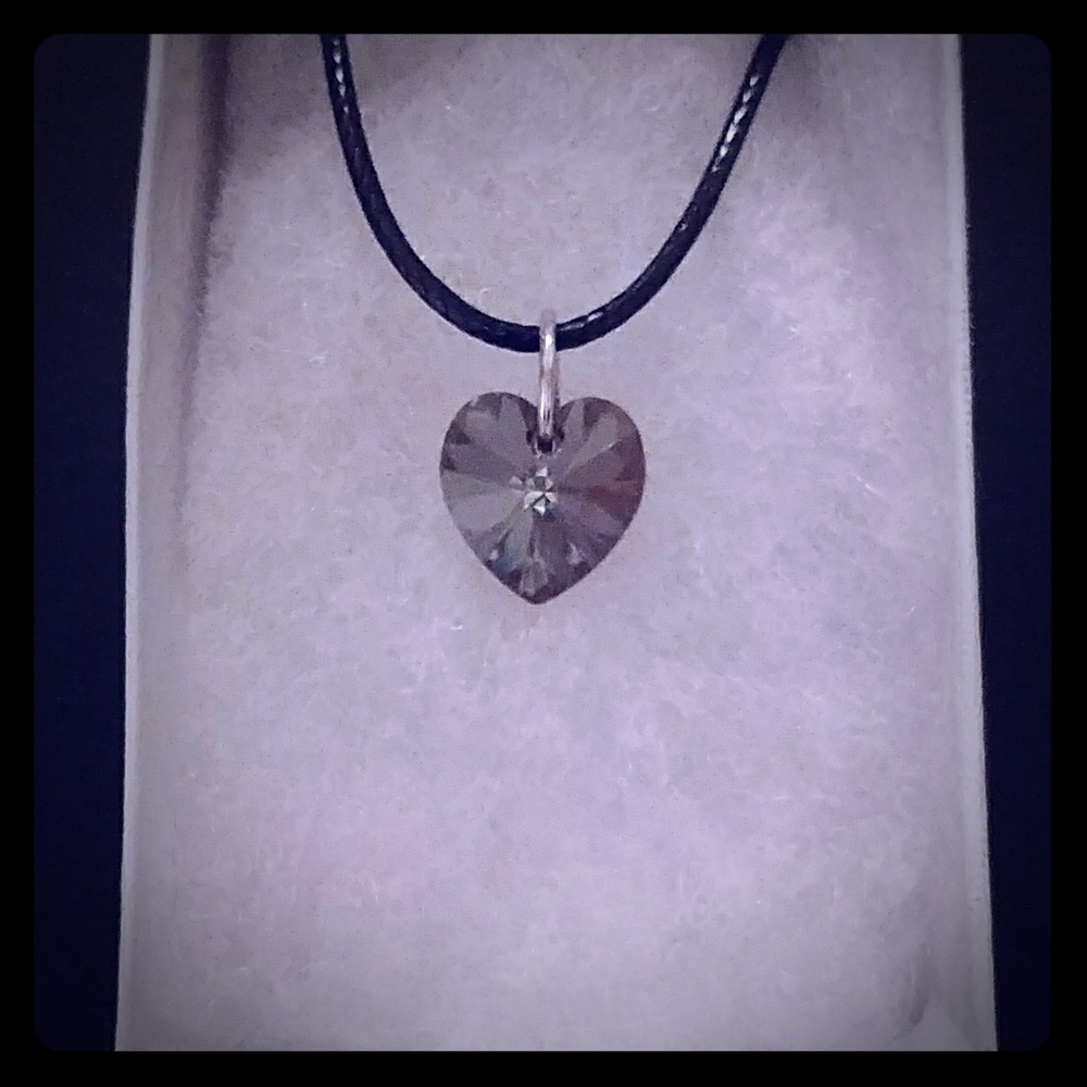 Almond Brown Crystal Heart Necklace